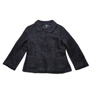 DKNY Women’s 10 Black Mohair Wool Blend Lined Short Jacket Blazer Coat Elegant